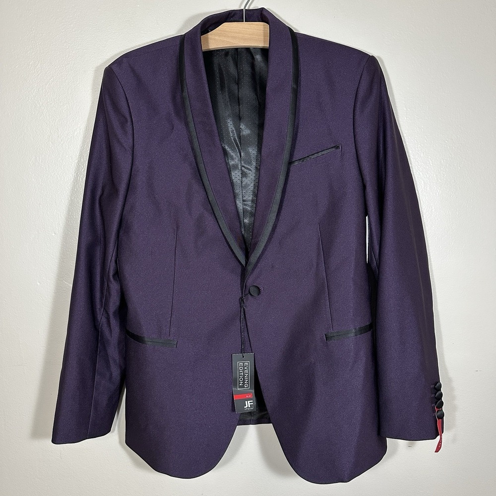 J. Ferrar Men's 38 Reg Slim Fit Plum Shine Evening Edition Tuxedo Jacket NEW